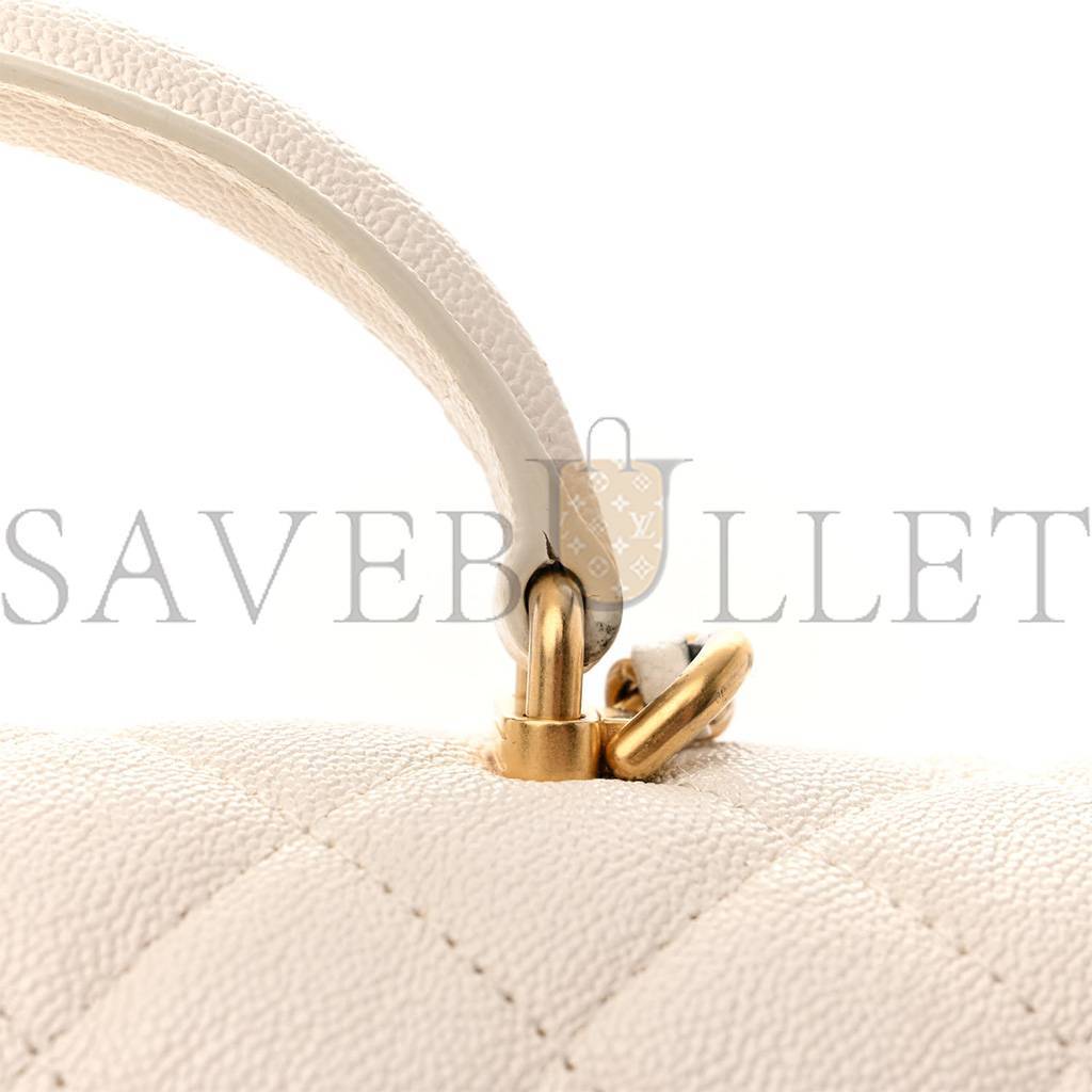 Ch*el master caviar quilted mini top handle rectangular flap white as2431 (20*13*9cm)
